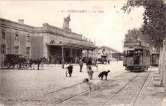 Tramways at Place de la Gare in Perpignan