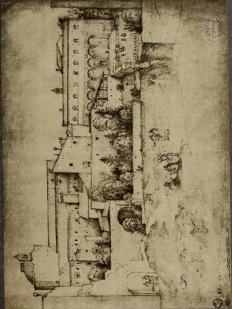Early 16th-century view of Chiesa e Convento dell'Annunziata and Ospedale degli Innocenti from the Dominican garden of San Marco in Florence