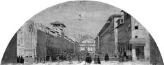 17th century lunette depicting via dei servi and annunziata street in Florence