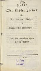 Cover of Waisenhauslieder by Georg Gessner, published in 1795