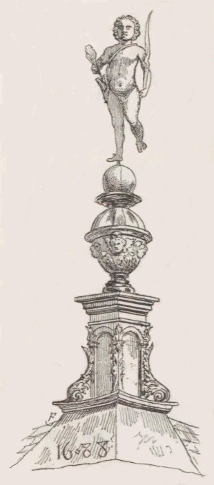 Roof truss stamp of Hôtel de Vauluisant in Troyes, detailed architectural drawing by Charles Fichot