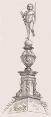 Roof truss stamp of Hôtel de Vauluisant in Troyes, detailed architectural drawing by Charles Fichot