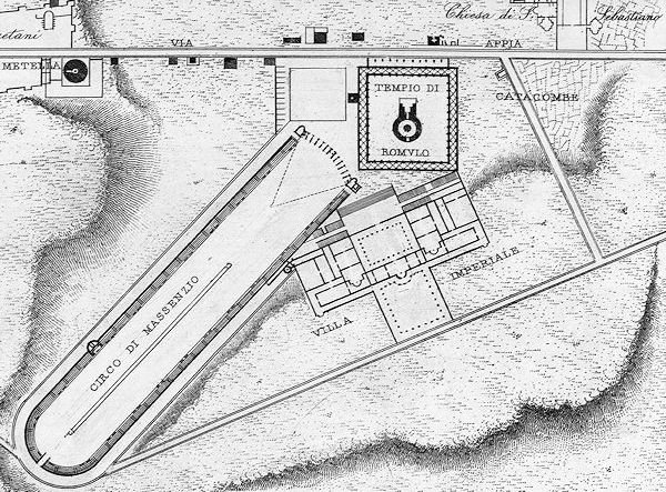 Site plan of Mausoleum of Romulus, Villa of Maxentius and Circus of Maxentius