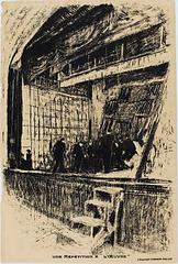 Lithograph black on woven paper of Une répétition à L'Oeuvre theatre rehearsal by Edouard Vuillard