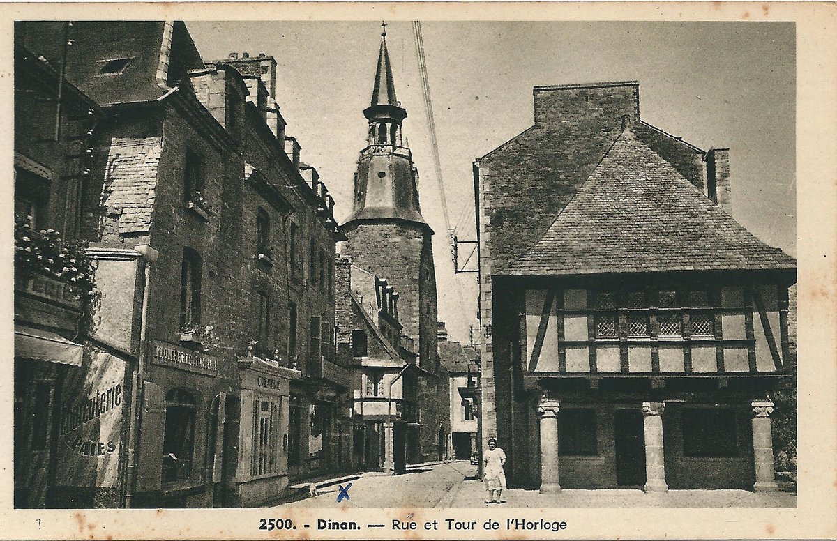 Postcard view of Dinan, a historic town in Côte du Nord, France