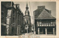 Postcard view of Dinan, a historic town in Côte du Nord, France