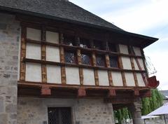 Old traditional house in Dinan with timber framing and stone walls