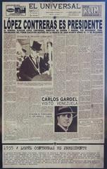 Front page of El Universal newspaper from October 2, 1915, displayed at La Venezuela de Antier theme park in Mérida, Venezuela