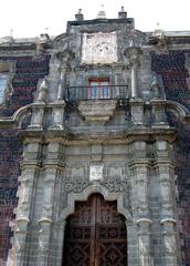 Baroque facade and portal of Colegio Grande at San Ildefonso College in historic center of Mexico City