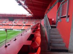 Press reserved section in the presidential stand at Stade du Hainaut before Valenciennes FC vs RC Lens match 2018