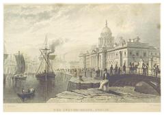 The Custom House in Dublin in 1837 architectural drawing