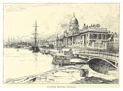 Custom House Dublin historic building 1891 black and white photo