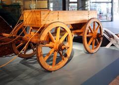 Reconstruction of a Roman transport wagon displayed at the Roman-Germanic Museum in Cologne