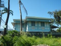 Facade of Baldomero Aguinaldo Shrine in Kawit, Cavite Philippines showing historical building and fences