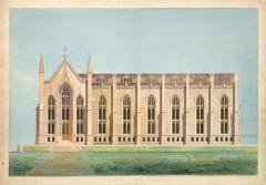 Architectural design drawing for the North Wing of the Library and Chapel Building at the University of Michigan, Ann Arbor