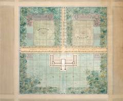 University of Michigan landscape design architectural plan with paths, green spaces, and water features