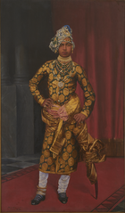Portrait of Maharaja Sardar Singh wearing a sherwani