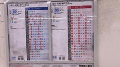 Timetable at Osaka Namba Station for Amagasaki direction