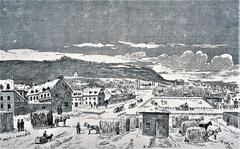 Old Hay Market now Victoria Square in Montreal 1834 historic cityscape