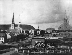 Haymarket later Victoria Square Montreal Quebec 1857 1858 black and white photograph