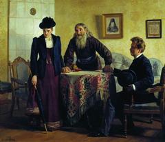Nikolai Nevrev painting titled Moral Suasion depicting emotional family scene