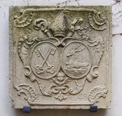 Coat of arms of Benedikt Wüllberz, Abbot of St. Peter in the Black Forest from 1739 to 1749, located in the courtyard of the Freiburg City Archive