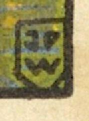 Artist signature J P W by Johann Peter Werth on lithographic art label for Sigmund Spear in Nuremberg