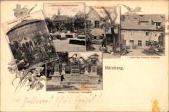 Historical multi-image collage of Rochusfriedhof cemetery in Nuremberg from 1915