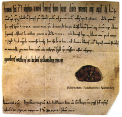 Historic original certificate from Nuremberg archive