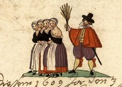 Four wives driven out of the city with rods for adultery and promiscuity in Nuremberg, June 3, 1609