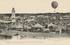 Vintage image of Miss Polly ascending with her giant balloon at the 1903 Nuremberg Volksfest