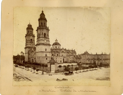 Cathedral of Morelia in 1901 historic black and white photo