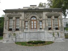 Front façade of the ornate Court Pavilion at Ihlamur Palace in Istanbul, Turkey
