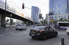 Tel Aviv cityscape in August 2015 with modern buildings and clear blue sky