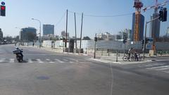 Begin Road in Hasan Arafe Compound Tel Aviv with modern buildings and trees in March 2018