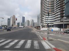 Begin road in Tel Aviv Yafo with a view towards Ramat Gan on a clear day