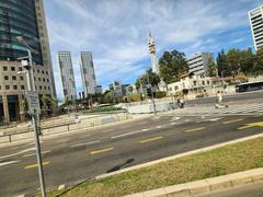 Street scene in Tel Aviv during March 2024 with people and buildings