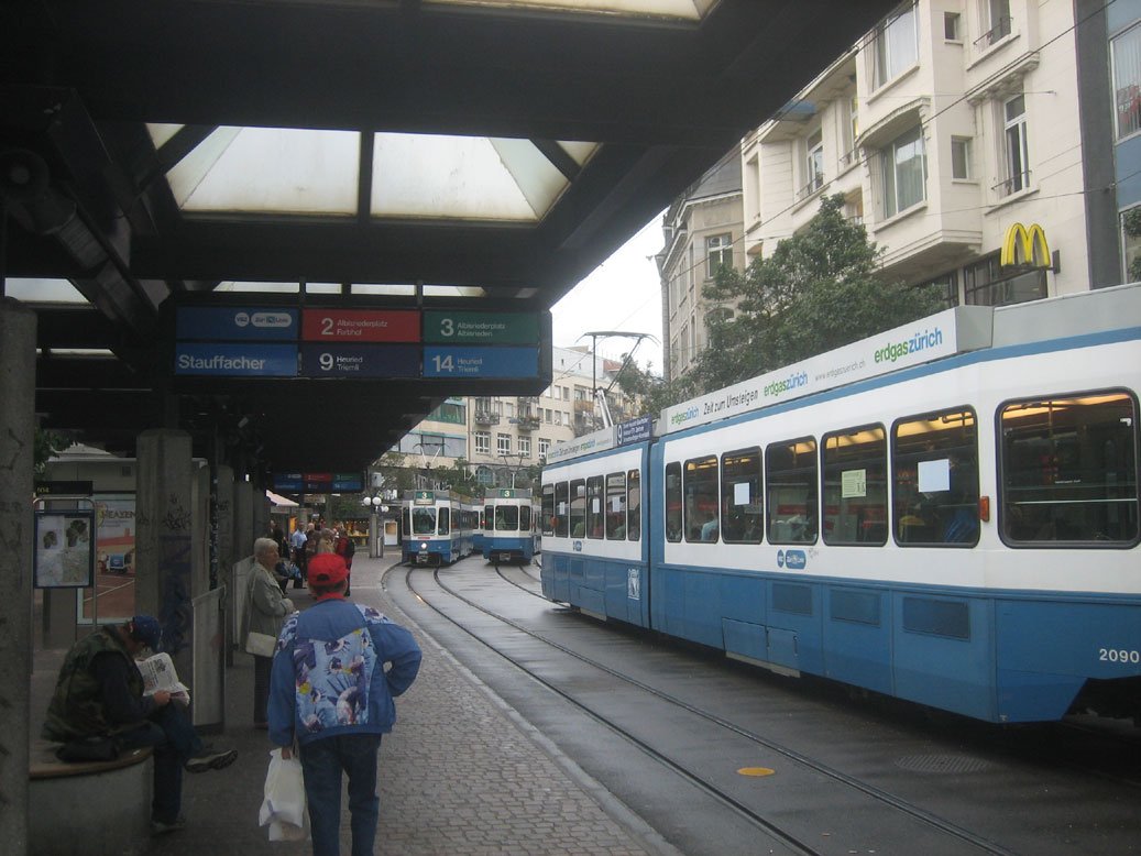 Stauffacher tram and bus station in Zürich