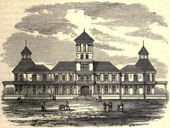 Wood engraving of the Parliament House in Honolulu Hawaii