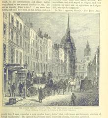 Coach emerging from the Belle Sauvage yard onto Ludgate Hill in 1887