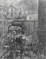 Gustave Doré engraving of Ludgate Hill showing historic London street with buildings and people