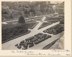 The Dutch Garden at Holland House with platinum print mounted on card and handwritten ink notation
