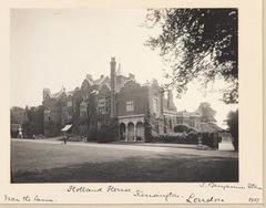 Holland House seen from the lawn in a vintage platinum print photograph