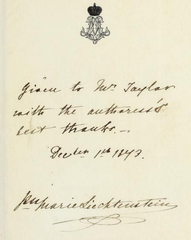 Signed copy of the book Holland House Vol.1 by Princess Marie of Liechtenstein with author's handwritten dedication to Mr Taylor of the British Museum, London 1874