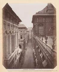 Historic view of Via Garibaldi street in Genoa, Italy circa late 19th century