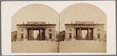 Historic view of De Haarlemmerpoort gate at Haarlemmerplein seen over Buitensingel towards Haarlemmerdijk in Amsterdam