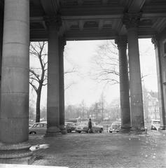 Haarlemmerpoort gate in Amsterdam in black and white, December 1965