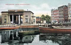 Haarlemmerplein with Haarlemmerpoort gate in Amsterdam, historic postcard in color