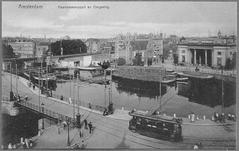 Historic postcard showing Haarlemmerpoort and surrounding area in Amsterdam