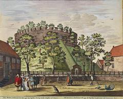 Historic illustration of De Burcht van Leiden from the 1698 Atlas by Frederick de Wit